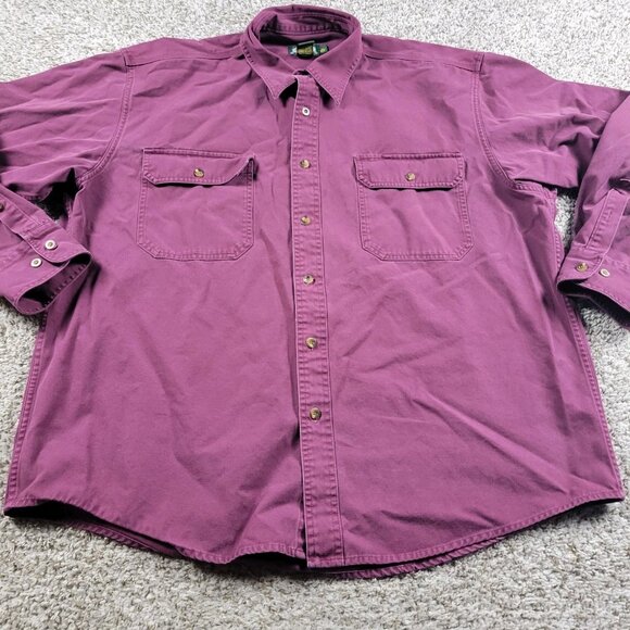 Cabelas Shirt Mens XL Burgundy Khaki Casual Canvas Outdoor Button Up - Picture 1 of 5